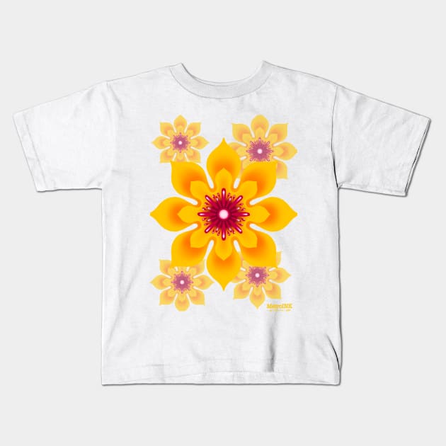 Yellow Flowers Kids T-Shirt by MetroInk